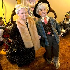 Vintage Collector Dolls  Grandma Grandpa Porcelain 3 Ft. Tall Dolls